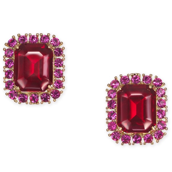 kate spade Jewelry - Kate Spade Fuchsia Emerald Cut Earrings